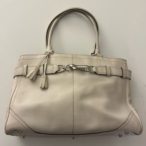 Authentic White Leather Classic Coach Purse